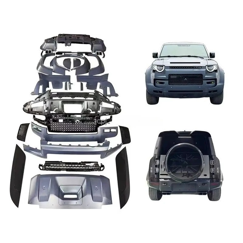 For  Defender 2020- Base Upgrade to OCTA Version Front and Rear Bumper Completely gloss black or primed color Body Kit
